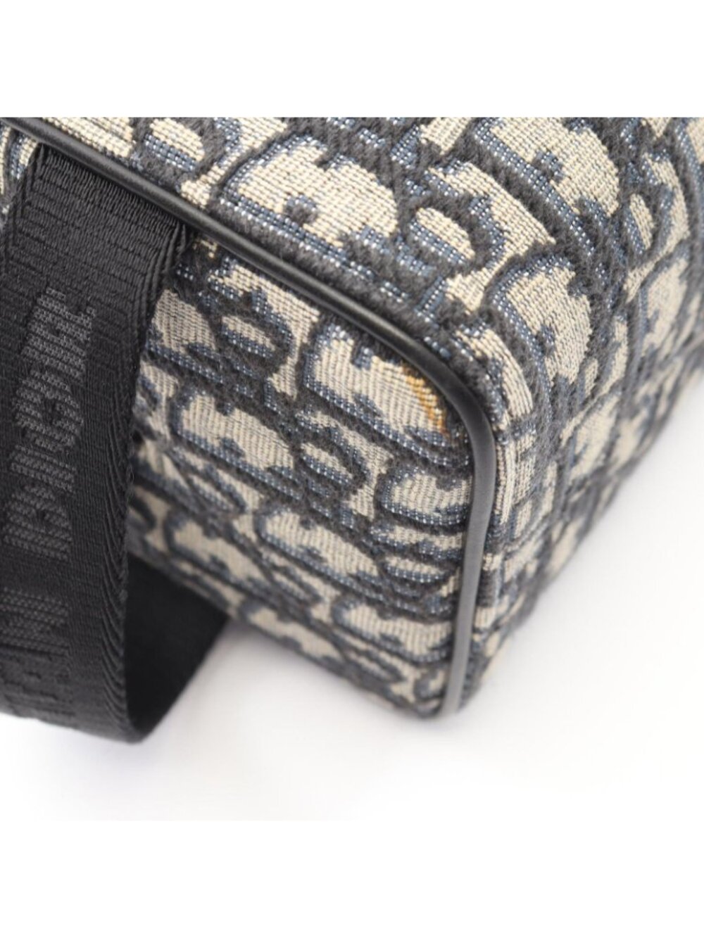 Dior Clutch Rango White Jacquard Navy Canvas Leather Blue Toiletries Case - Picture 5 of 9